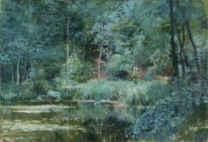 Etang Dans La Foret by Paulin Bertrand
