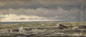 A Rowing Boat In The Breakers by Hendrik Willem Mesdag