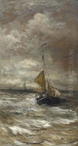 Bomschuit In The Breakers by Hendrik Willem Mesdag