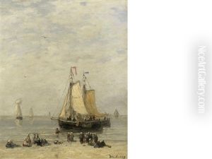Unloading The Catch, Scheveningen by Hendrik Willem Mesdag