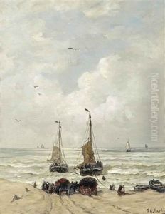 Het Laden Van De Netten by Hendrik Willem Mesdag