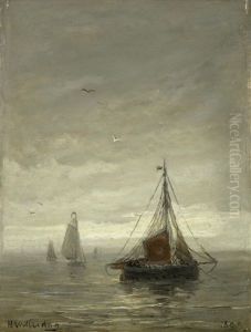 Fishing Boats On A Calm Sea by Hendrik Willem Mesdag