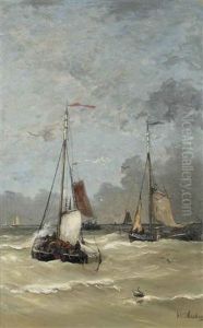 Uitzeilende Scheveningse Vloot by Hendrik Willem Mesdag