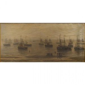 Morning Fishing Boats At Anchor by Hendrik Willem Mesdag