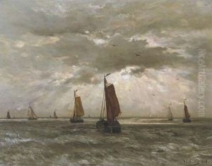 Light Breaking Through The Clouds: The Return Of The Fleet by Hendrik Willem Mesdag