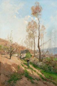 Feldweg Mit Bauerin