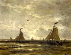 Bomschuiten In Full Sail by Hendrik Willem Mesdag