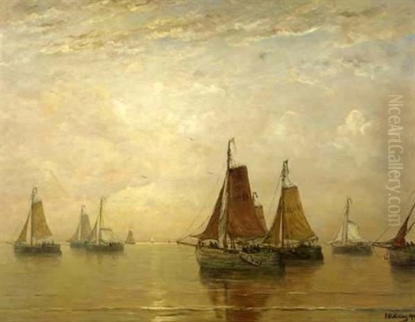 Vroege Morgen: Bomschuiten On A Calm Sea - view 1