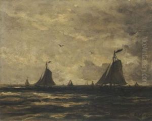 Bomschuiten In Full Sail by Hendrik Willem Mesdag