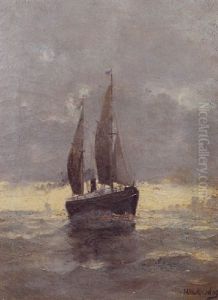 Sailing Vessel In Choppy Seas by Hendrik Willem Mesdag
