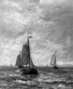 Sailing Vessels In Choppy Seas by Hendrik Willem Mesdag