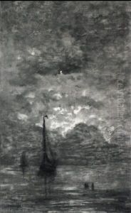 Boats In A Calm, Figures In The Foreground, At Sunset Boats In A Calm, Figures In The Foreground, At Sunset