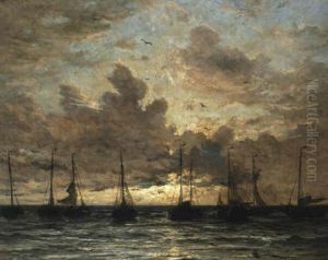 Sunset: Fishing Fleet At Anchor Sunset: Fishing Fleet At Anchor