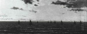 Vissersscheepjes Op Zee by Hendrik Willem Mesdag