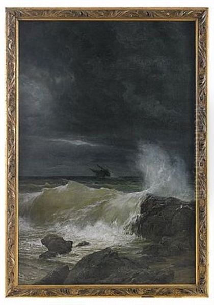 Ship In Difficulty In A Storm Off The Coast - view 1