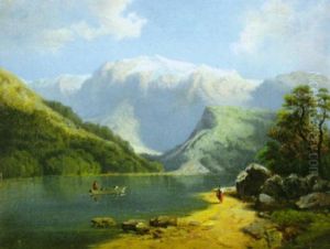 Fisherman On A Mountain Lake