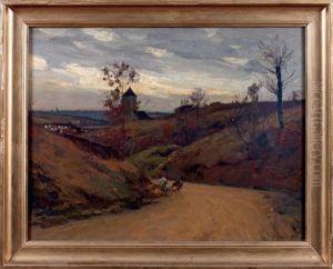 Descente Au Village De Chamigny by Joseph Paul Mesle
