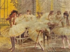 Le Foyer Des Danseuses A L'opera by Paul EugA篓ne Mesples