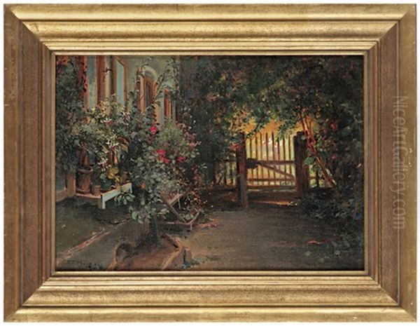 Gartenpartie Mit Haus Und Weg Zum Gartentor - view 1