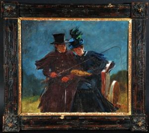 Paar Auf Kutschbock Bei Abendstimmung by Pius Ferdinand Messerschmitt
