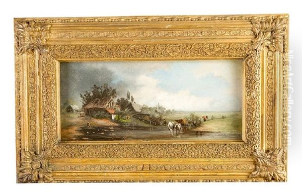 Landscape With House And Horses By The Water - view 1