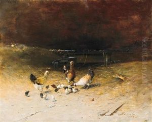Hen Yard by Geza Meszoely