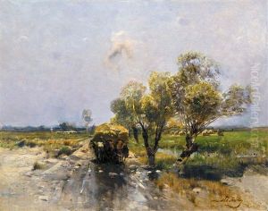 Haycart by Geza Meszoely