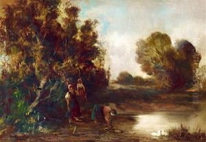 Riverside, 1870s by Geza Meszoely