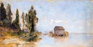 Bath-house At The Balaton by Geza Meszoely