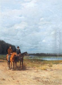 Horseback Riding by Geza Meszoely