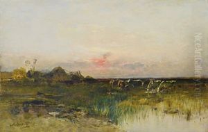 Twilight On The Desert by Geza Meszoely