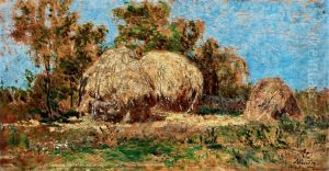 Sunlit Landscape by Geza Meszoely