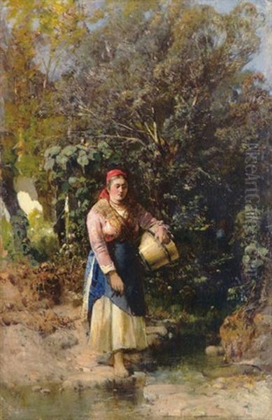 Woman Carrying Water - view 1