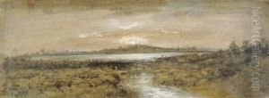Marshy Landscape by Geza Meszoely