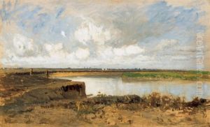 The Bend Of The Tisza By Szolnok by Geza Meszoely