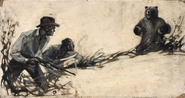Hunters And A Bear - view 1