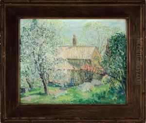 Feeding The Chickens, Spring by Willard Leroy Metcalf