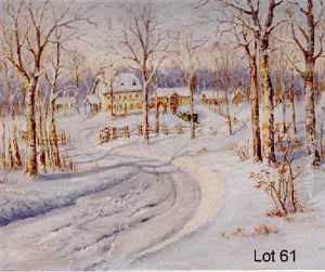 Winter Scene With House And Horses by Willard Leroy Metcalf