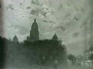 The Moon Has Raised Her Lamp Above-new Town Hall And Gardens, Durban, By Moonlight by Cathcart William Methven