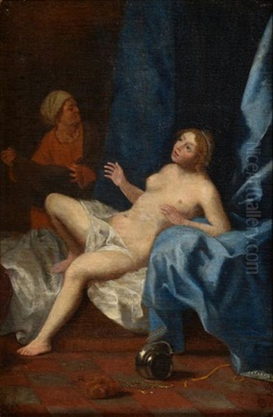 Female Nude In An Interior With Attendant Figure - view 1