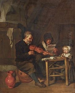 As The Old Sang, So The Young Pipe by Gabriel Metsu