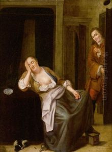 Eingeschlummerte Dame Von Ihrem Galan Uberrascht by Gabriel Metsu