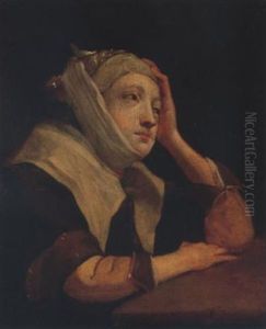 A Lady At A Table In An Interior