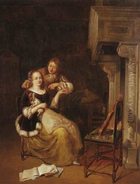 Scene Galante Dans Un Interieur Bourgeois Hollandais - view 1