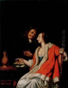 Kurtiserande Man Och Kvinna by Gabriel Metsu