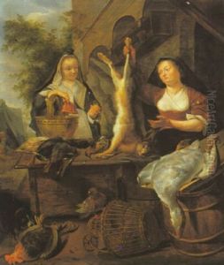 A Market Stall With A Lady Selling Game by Gabriel Metsu
