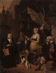 A Young Woman Selling Poultry by Gabriel Metsu