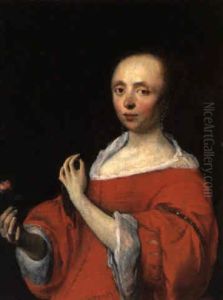Bildnis Einer Dame, Die Eine Rose Halt by Gabriel Metsu