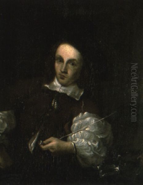 Young Man Seated At A Table With A Pipe - view 1
