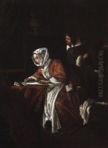 Femme ,crivant by Gabriel Metsu